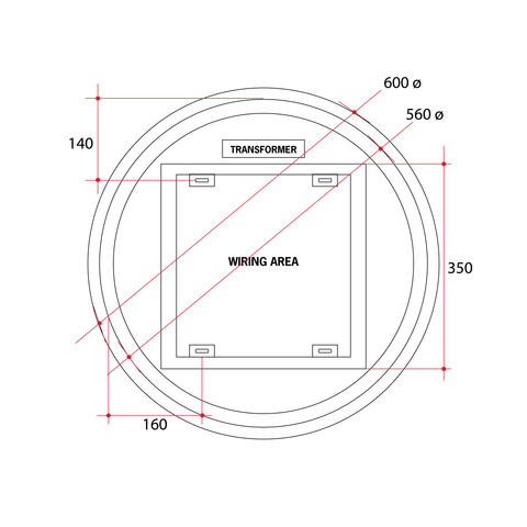 Backlit Round Mirror With Warm Light 600mmØ 37Watts - Includes Mirror Demister