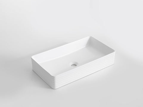 Claya - RT-6034 Fluted Rectangular Basin, Matte White