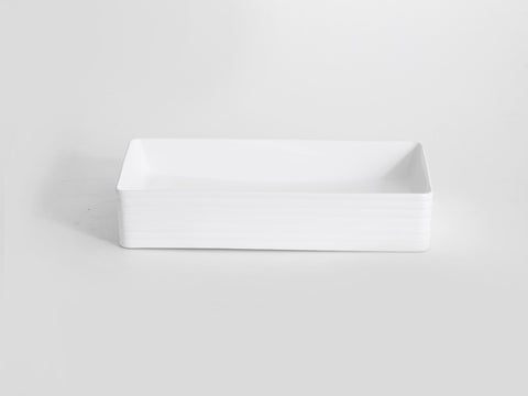 Claya - RT-6034-Fluted - Rectangular Basin, Gloss White