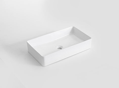 Claya - RT-6034-Fluted - Rectangular Basin, Gloss White