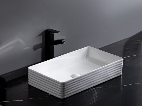 Claya - RT-6034-Fluted - Rectangular Basin, Gloss White