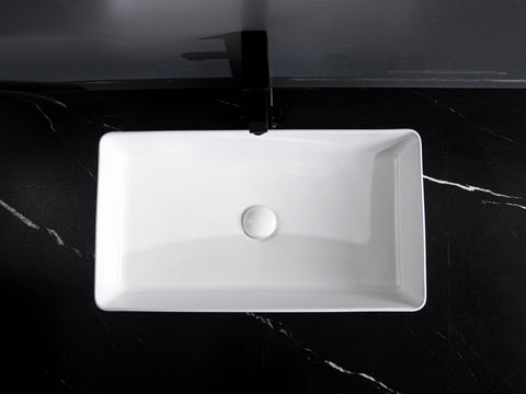 Claya - RT-6034-Fluted - Rectangular Basin, Gloss White