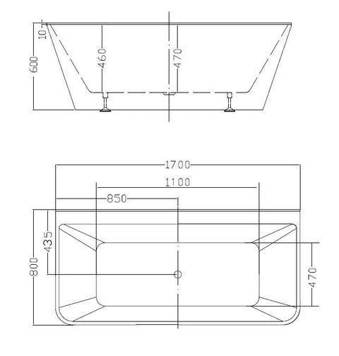 Alpine - Rio Back To The Wall Freestanding Bath White 170cm