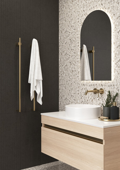 Thermogroup - 240V Round Vertical Heated Towel Rail W45xH900xD80mm