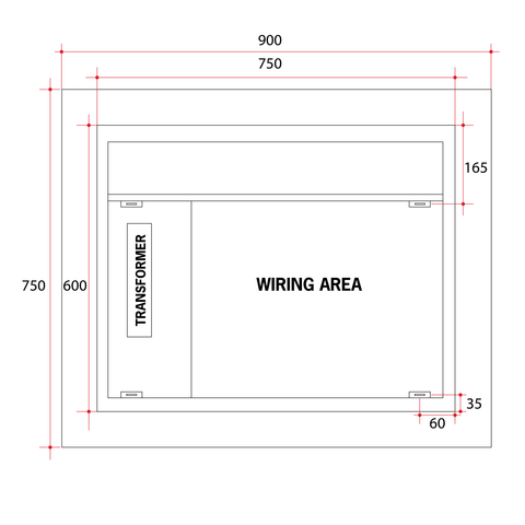 Backlit Rectangular Mirror Without Border Cool 900x750x45mm 57Watts - Includes Mirror Demister