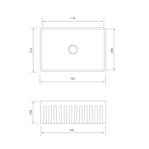 Oliveri -  Sicily Fireclay Farmhouse Counter Top or Undermount Sink