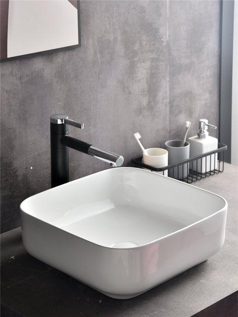 Claya - SQ-385 Square Basin, Gloss White
