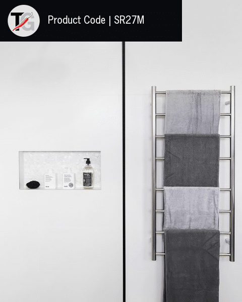 Thermogroup - 240V Round Ladder Heated Towel Rail W530xH1120xD122mm