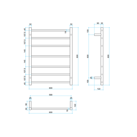 Theromgroup -  Polished Rose Gold Round Heated Ladder Rail