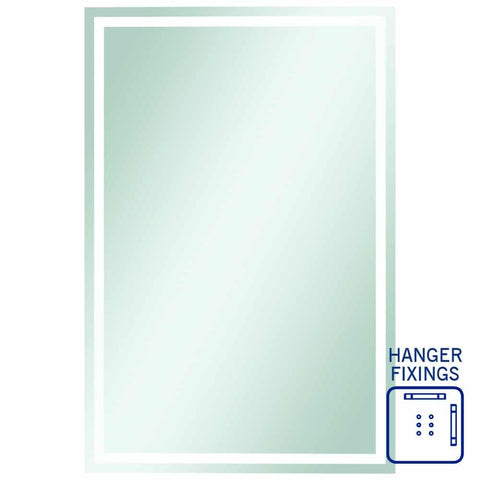 Sierra Rectangle Polished Edge Mirror with Sandblasted Border