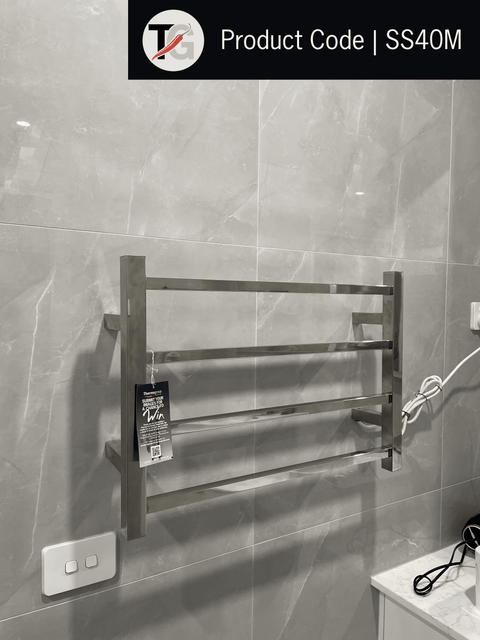 Thermogroup - 240V Square Ladder Heated Towel Rail W600xH420xD120mm