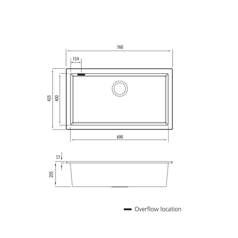 Oliveri - Santorini Black Mega Bowl Undermount Sink