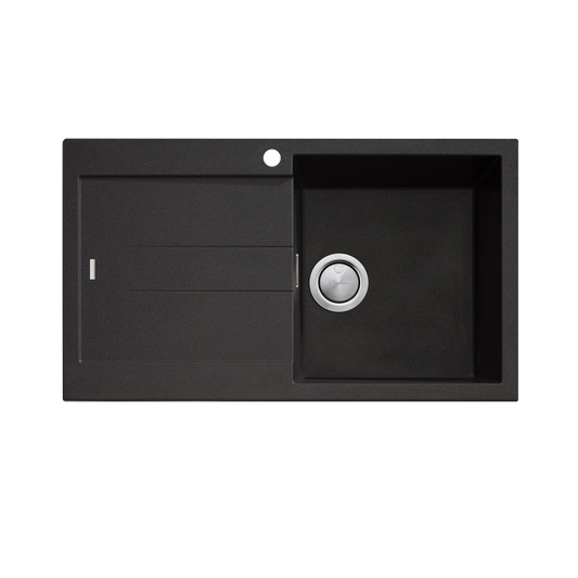 Oliveri - Santorini  Single Bowl Topmount Right Hand Sink With Drainer 2 Finishes