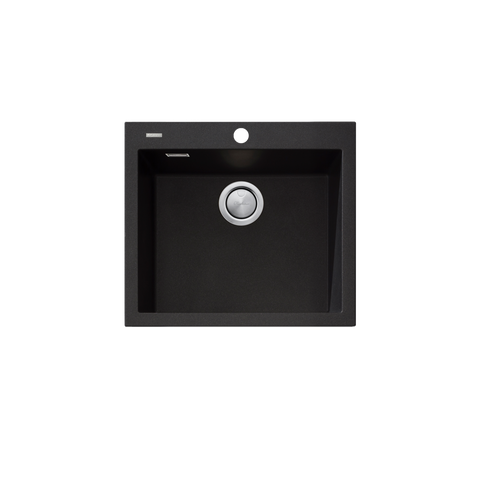 Santorini Black Large Bowl Topmount Sink