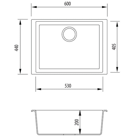 Oliveri - Santorini Black Grande Bowl Undermount Sink