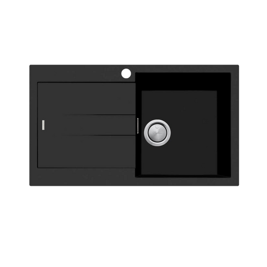 Oliveri - Santorini  Single Bowl Topmount Right Hand Sink With Drainer 2 Finishes