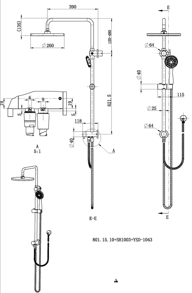 Modern National - Star Shower Column Set Elbow Inlet - STR013-1 | 2Magpies