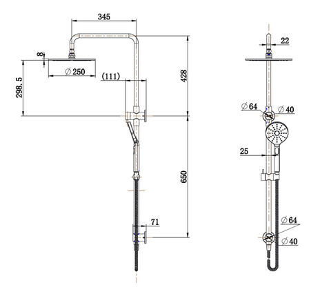 Modern National - Star Luxury Shower Column Set in 9 Finishes