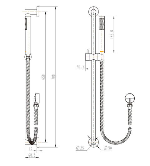 Modern National - Star Hand Shower On Rail Brushed Bronze