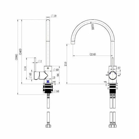 Modern National - Star Mini  Gooseneck Kitchen Mixer 6 Colours Available