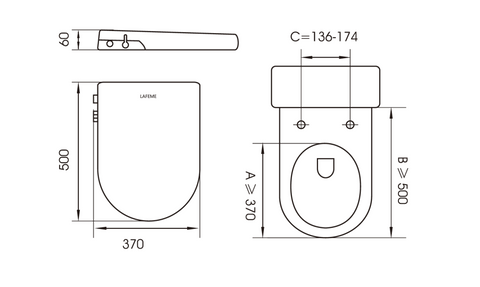 Lafeme Una FB104 installation and dimensions diagram