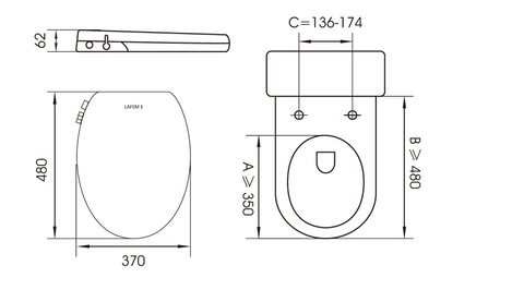 Lafeme Vera FB108 installation and dimensions diagram