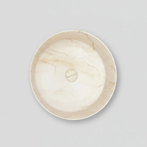 Claya - Serra 40 Round Basin, Matte Stone-Look Ceramic Above-Counter