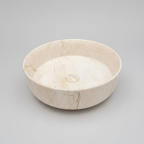 Claya - Serra 40 Round Basin, Matte Stone-Look Ceramic Above-Counter