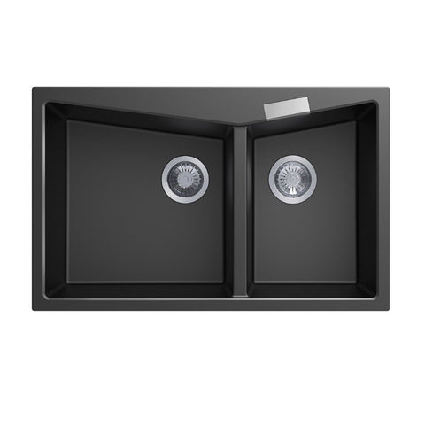 Black Carysil Granite Double Bowl Kitchen Sink 800x500mm
