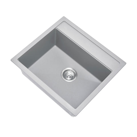 Concrete Grey Carysil Waltz 560FE Granite Single Bowl Stone Kitchen Sink 560*510mm