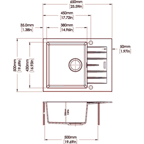 Aqua Perla -  Black Granite Single Bowl with Drainer 2 Colours