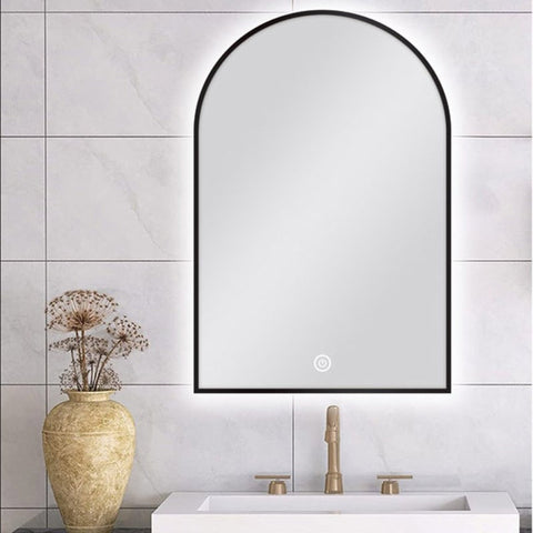 Carysil Arch 3 Color Lighting Black Framed LED Mirror Touch Sensor Switch Defogger Pad 600*900mm