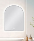 Carysil Arch 3 Color Lighting Brushed Nickel Framed LED Mirror Touch Sensor Switch Defogger Pad 600*900mm