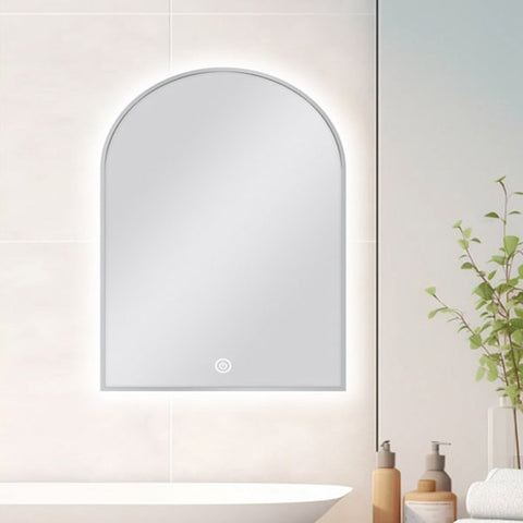 Carysil Arch 3 Color Lighting Brushed Nickel Framed LED Mirror Touch Sensor Switch Defogger Pad 600*900mm