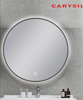 Carysil Round 3 Color Lighting Gun Metal Grey Framed LED Mirror Touch Sensor Switch Defogger Pad 750mm
