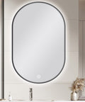 Carysil Oval 3 Color Lighting Gun Metal Grey Framed Backlit LED Mirror Touch Sensor Switch Defogger Pad 600*900mm