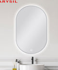 Carysil Oval 3 Color Lighting Brushed Nickel Framed Backlit LED Mirror Touch Sensor Switch Defogger Pad 600*900mm