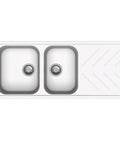 White Carysil New Beethoven D200 Granite 1 and 3/4 Bowl with Drain Board Stone Kitchen Sink 1160*500mm