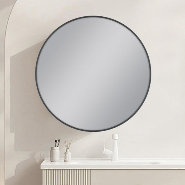 Aqua Perla - Carysil Round Gun Metal Grey Framed Mirror 800mm