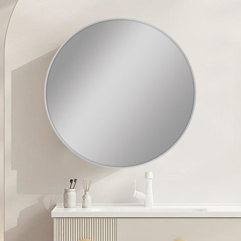 Carysil Round Brushed Nickel Framed Mirror 800mm