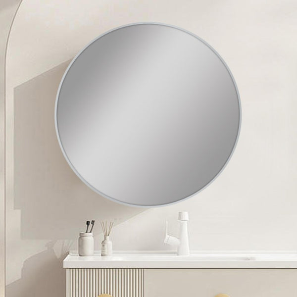 Aqua Perla - Carysil Round Brushed Nickel Framed Mirror 800mm