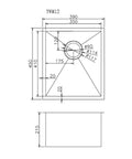 Chrome Stainless Steel Single Bowl Kitchen Sink 390x450x215mm dimensions
