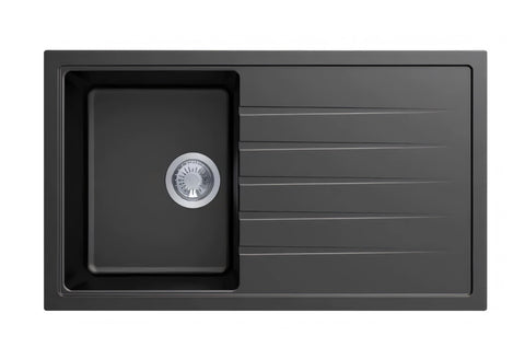 Black Carysil Granite Single Bowl Kitchen Sink 860x500mm