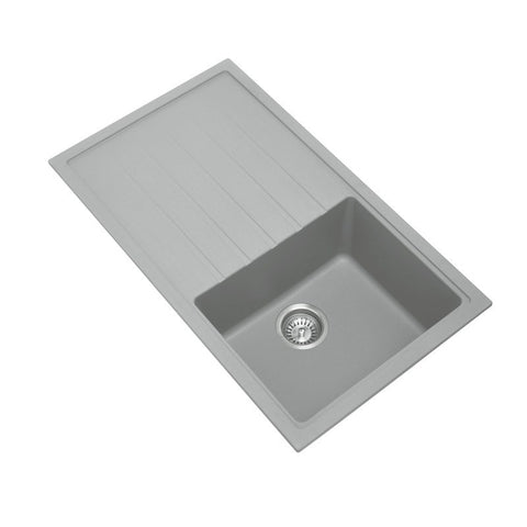 Concrete Grey Carysil Granite Single Bowl Kitchen Sink 860x500mm
