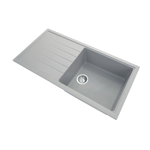 Concrete Grey Carysil Granite Single Bowl Kitchen Sink 1000x500mm