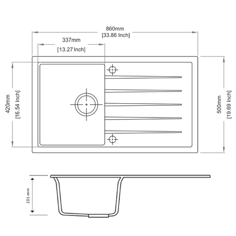 Aqua Perla- Granite Single Bowl With Drainer