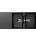 Black Carysil Granite Double Bowl Kitchen Sink 1150x500mm