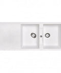 White Carysil Granite Double Bowl Kitchen Sink 1150x500mm