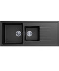 Black Carysil Granite 1 & 1/2 Bowl Kitchen Sink 1160x500mm