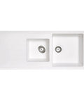 White Carysil Granite 1 & 1/2 Bowl Kitchen Sink 1160x500mm